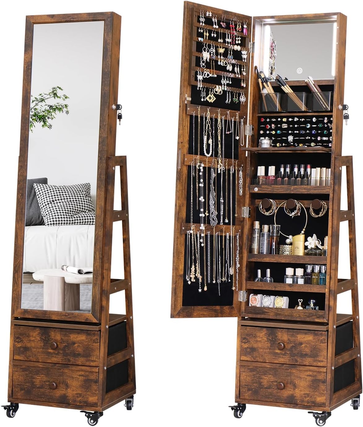 Obrotowa szafka na biżuterię z – Full Length Mirror Jewelry Armoire recenzja i cena