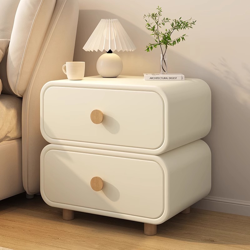 Minimalistyczna kremowa szafka – Solid Wood Nightstand 2 Drawers recenzja i cena