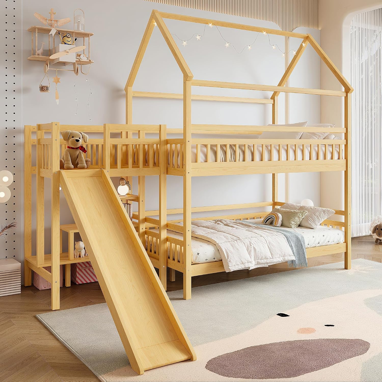 Łóżko piętrowe Full over Full  – Bunk Bed With Stairs And Slide recenzja i cena
